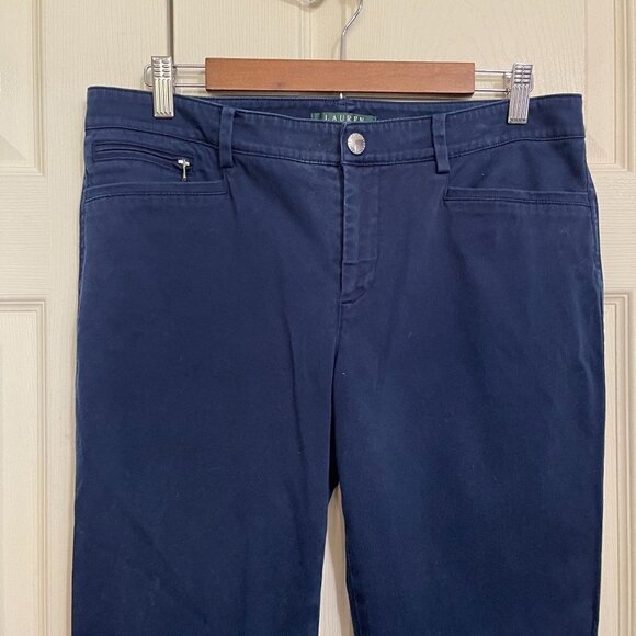 Lauren Ralph Lauren Women's Blue Zip Pockets Straight Leg Stretch Pants Size 10 - Picture 4 of 8